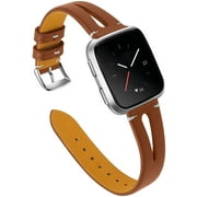 Joyozy Genuine Leather Bands Compatible with New Fitbit Versa Lite&Fitbit Versa Smartwatch Slim Wristbands Replacement