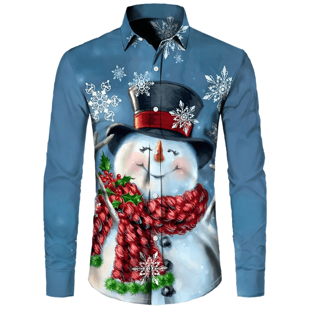 Camisa hawaiana con tema navideño de Papá Noel para hombre, Tops informales Vintage, ropa de manga larga con estampado de flores en 3d, vacaciones Y2k