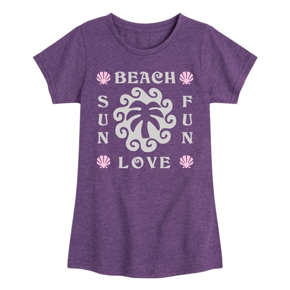 Instant Message - Beach Love Sun Fun - Youth Girls Fitted Short Sleeve T-Shirt