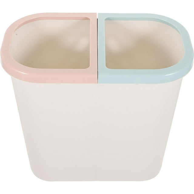 OULII Dual Compartment Recycling Bins White Plastic Dry Wet Classification For Home Organization 1Pcs