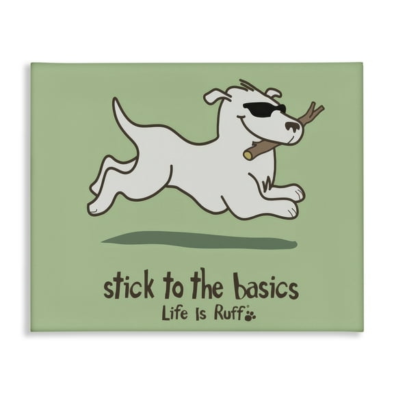 Stupell Industries Stick To Basics Dog Animals Painting Wrapped Canvas Art Print Wall Art, 20 x 16