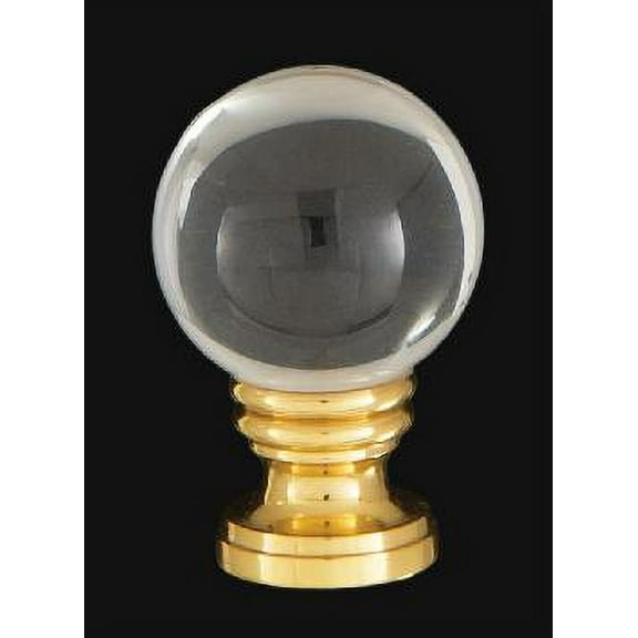 B&P Lamp® Smooth Crystal Design, 30mm Ball Finial, Solid Brass Brass Base