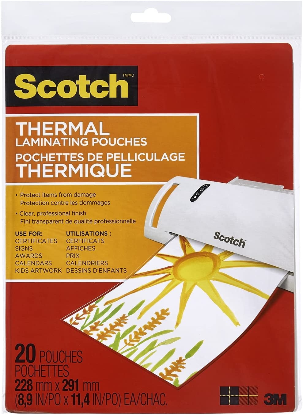 Scotch Thermal Laminating Sheets, 9" x 11.5", 3Mil Thick, 20