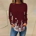 thumbnail image 2 of Enjoytime Long Sleeve Tops for Women Floral Printed Shirts Crewneck Loose Fit Comfy Tunic Blouses Fall Winter Clothes, 2 of 4