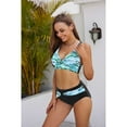 thumbnail image 2 of 2 Piece Bathing Suits For Women, Trendy High Waisted Bikini Tankini Comfortable and Stylish – Aqua Blue – 2104 - Medium, 2 of 5