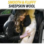 Zone Tech Genuine Sheepskin Ivory Car Seat Cover, Fluffy Luxury Wool Front Seat Covers, Universal Fits Car, Truck, SUV, Van