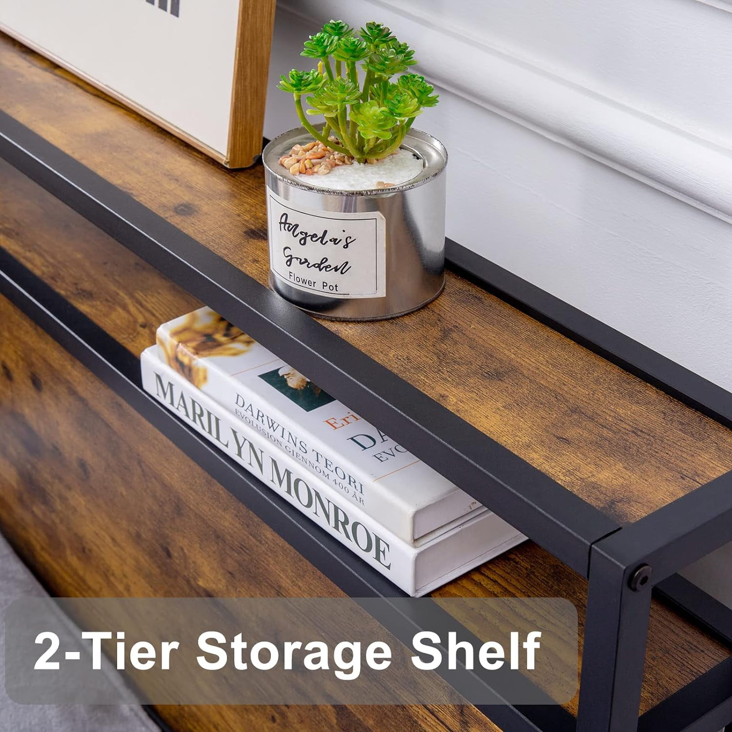 Reliancer Twin-XL Bed Frame with 2 XL Storage Drawers, Platform Bed Frame with 2-Tier Headboard, Strong Metal Slat Support/No Box Spring Required/Easy Assembly, for Teenagers Adults