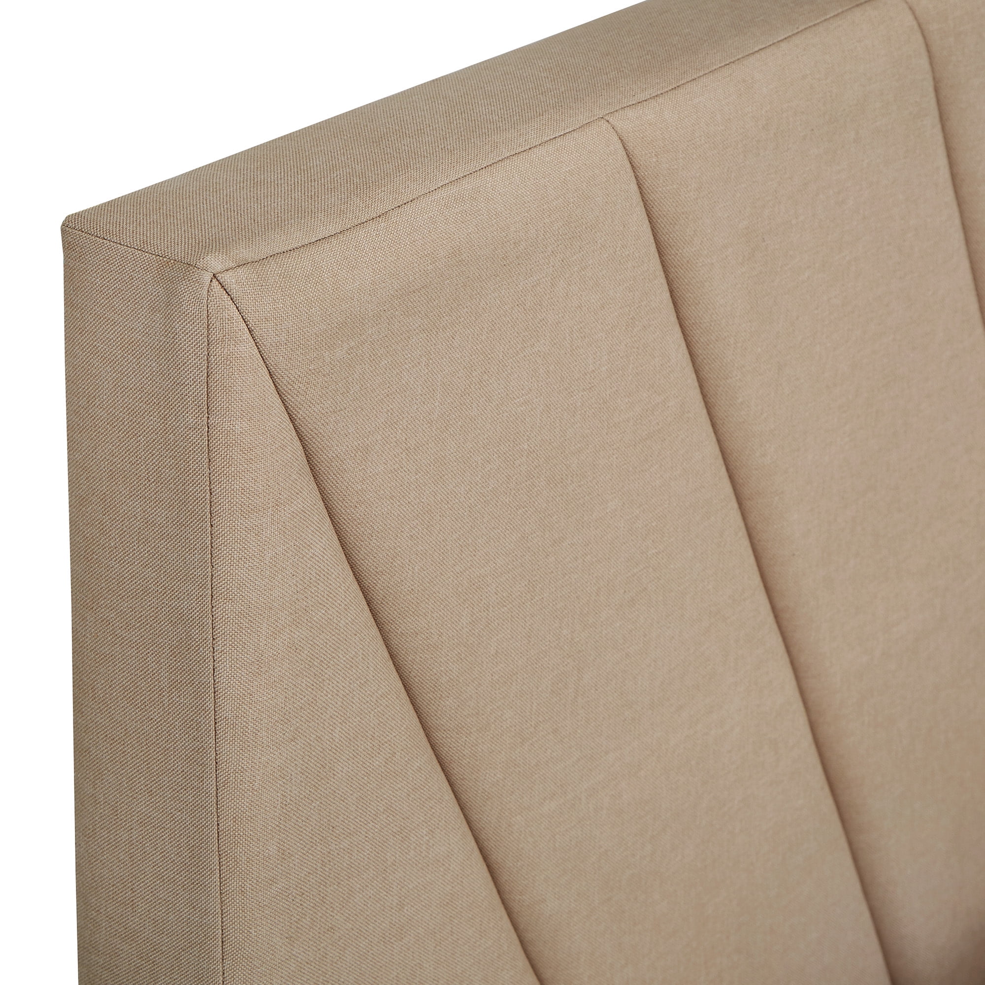 Weston Home Gaylen Linen V-Channel Headboard Storage Platform Bed, Queen, Beige