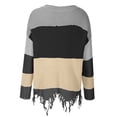 thumbnail image 5 of Suéteres Para Mujer Otoño Invierno Suéteres Recortados Suéter A Rayas Corto Cuello en V Empalme Suéter Recreativo Tejido de Manga Larga Tops Odeerbi ODB175375, 5 of 5