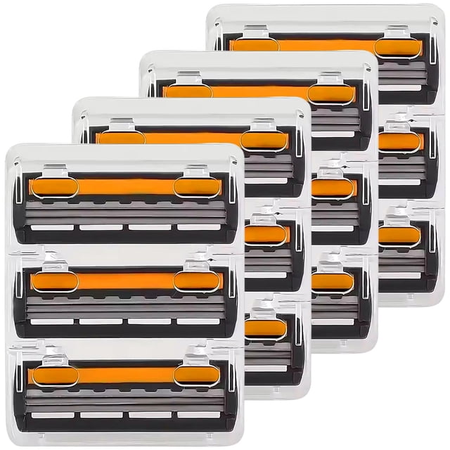 Repuesto de Afeitar Triple Hoja GlideBlade3D 4Paqs 4x3Cartuchos 3Hojas Flexible Lubricante Negro/Naranja Acero Inoxidabl