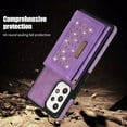 thumbnail image 7 of ELEHOLD Stylish Wallet Case for Samsung Galaxy A53 5G Flip Card Slots Diamond Bling Sparkle Design RFID Blocking Detachable Shoulder Strap for Girls Women Purse Case, Purple, 7 of 7