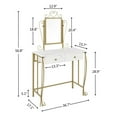 thumbnail image 4 of Dressing Table, Makeup Vanity Desk, Modern White Wood And Metal Dressing Table With Mirror And Multiple Drawers, Spacious Storage, Stylish Bedroom Furniture, 93x43x144cm, 4 of 9