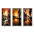 thumbnail image 2 of Designart "Misty Morning by the Orange Lake Reflections II" Cottage Framed Wall Art Set Of 3 - Orange Lakes Lakehouse Frame Gallery Set For Office Decor, 2 of 7