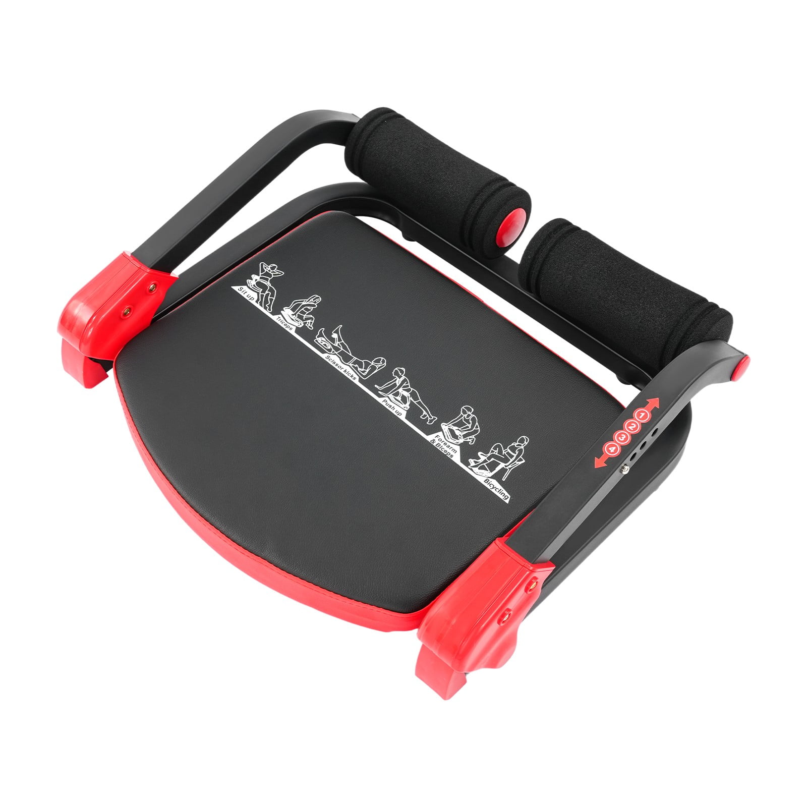 ToppiJoy Foldable Adjustable Ab Machine, Sit Up Exercise Equipment & Core Machine, Multifunctional Home Gym Fitness Workout Equipment Crunch Trainer Red