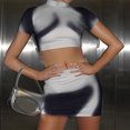 thumbnail image 1 of Conjunto De Minifalda Minifalda estampada, traje de moda de dos piezas, conjunto de vestido corto ajustado sexy (negro S) Cgtredaw Para estrenar, 1 of 1