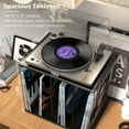 thumbnail image 2 of Vinyl Record Storage, Metal & Wooden Vinyl Record Holder Up to 80 Album, 3-Compartment Record Player Stand for Magazine, Books Black, 2 of 6