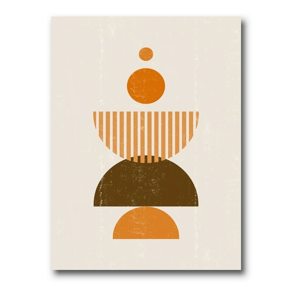 Designart ' Abstract Minimal Moon and Sun In Earth Tones I ' Modern Canvas Wall Art Print