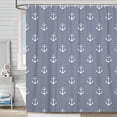 thumbnail image 3 of Nautical Anchor Shower Curtain for Bathroom, Navy Blue White Beach Coastal Beachy Fabric Shower Curtains Set Decorative, Ocean Men Boys Kids Restroom Decor Accessories Hooks Included 72x72 Inch, 3 of 6