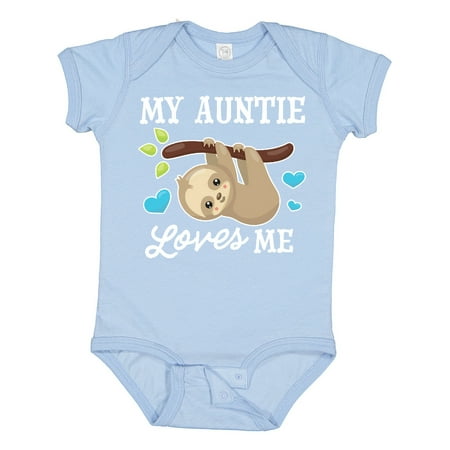 

Inktastic My Auntie Loves Me with Sloth and Hearts Gift Baby Boy or Baby Girl Bodysuit