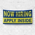 thumbnail image 4 of Now Hiring Apply Inside 13 oz Heavy Duty Vinyl Banner Jobs Available All Positions Help Wanted Sign for Business Advertising Indoor/Outdoor Single-Sided with Metal Grommets (4x6 ft, Bl & Ye), 4 of 6