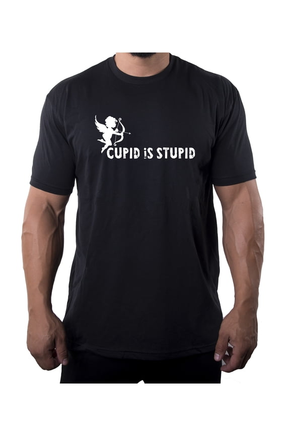 I Hate Valentine's Day shirts, Men Crew Neck T-Shirts Stupid Cupid Graphic Tee - Cupid is Stupid