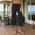 thumbnail image 3 of Womens Linen Capris Petite New High Waist Capris for Women Lightweight Linen Casual Cropped Pants Loose Straight Leg Capris Pants with Pocket, 3 of 5