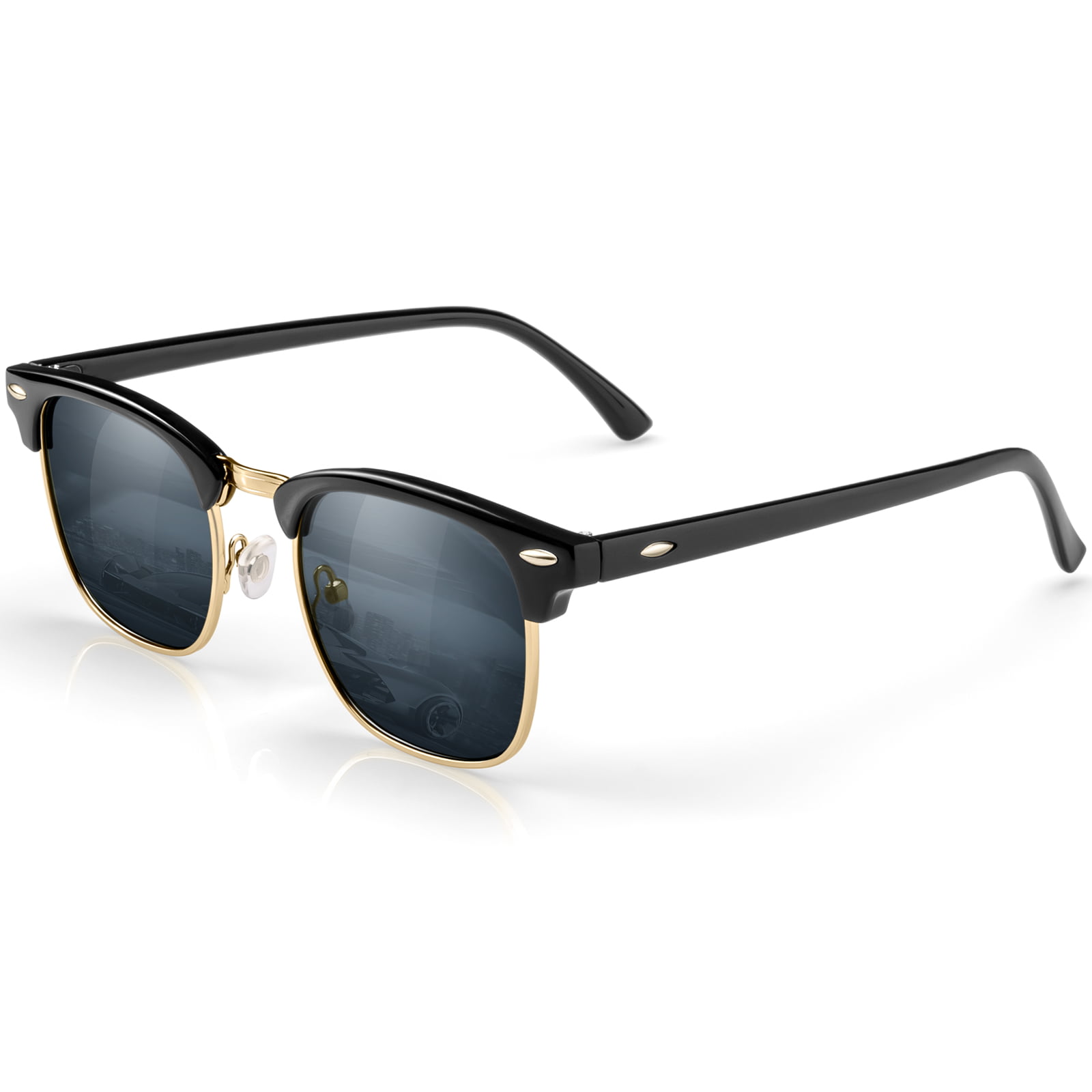AABV Folding Polarized Sunglasses, UV400 Protection Anti Glare TR90 Folding Frame Sun Glasses with Handy Case-Black, Women's, Size: One Size