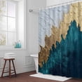 thumbnail image 6 of Abstract Gold Shower Curtain for Bathroom Decor, White Green Color Block Modern Style Cracks Texture Waterproof Fabric Shower Curtain, 36"x72" Set with 12 Hooks, 6 of 9