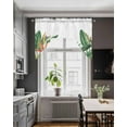 thumbnail image 4 of Tropical Leaves Summer Kitchen Curtains Swag Valance for Windows/Bathroom/Cafe, Watercolor Floral Green Leaf Rod Pocket Drape Panel Swag Curtain Valance for Bedroom/Living Room 55''x36'', 4 of 6