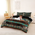 thumbnail image 3 of jejeloiu Southwestern Geometric Bedding,Cowhide Pattern Duvet Cover Full For Boys,Turquoise Brown,Black Reversible,3 Pieces,1 Duvet Cover and 2 Pillowcases, 3 of 6