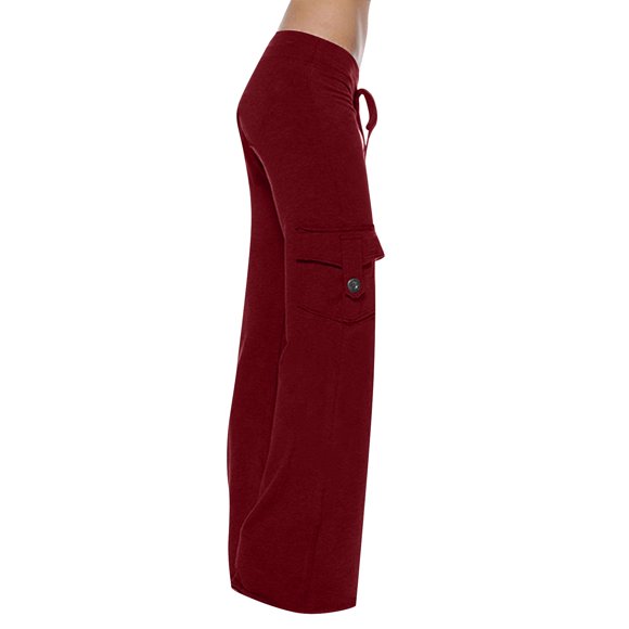fartey Cargo Pants for Women Summer Loose Fit Pockets Elastic Waist Drawstring Trousers Solid Color Casual Sports Gym Trousers, XS-4XL