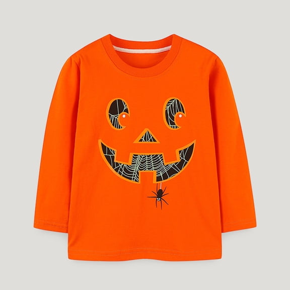 Mrzhqd Long Sleeve Tops For Kids Toddler Sweatshirt Glow In The Dark Shirt Boys Pumpkin Tops Cotton Outfits