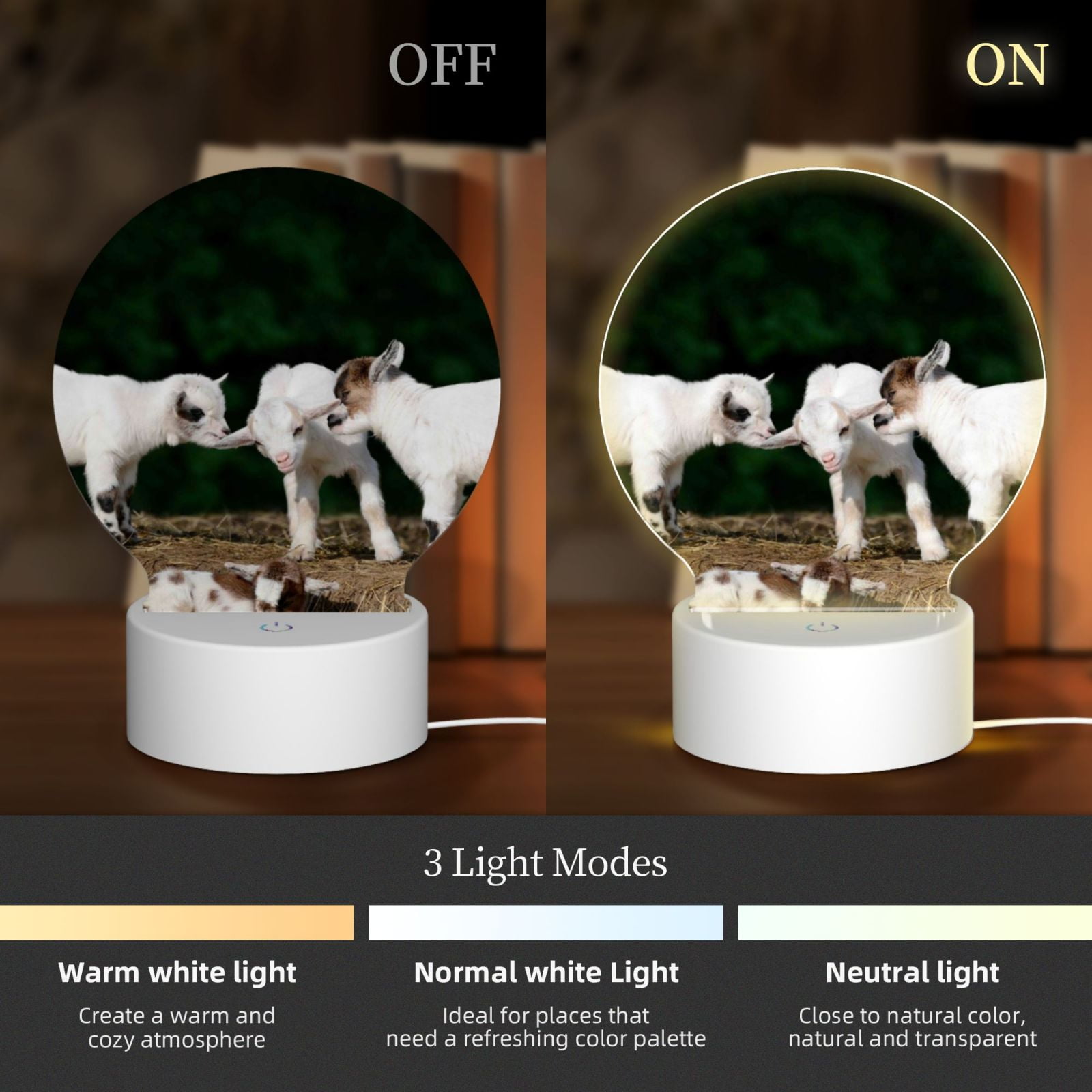 Naloa Cute Goat Baby Acrylic LED Night Light Custom LED Lights Personalized Nightlight Customized Gifts for Family Couples Friends