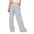 thumbnail image 4 of Forever 21 Women's Heather Grey Cargo Oversized Wide-Leg Sweatpant, Cargo Pocket Design for Athleisure & Lounging, XS, 4 of 6
