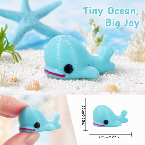 Ocean Themed Party Decorations 3D Printed Blue Whale Figurine Cute Small Accent for Home Office Desktop Display Ocean Birthday Party Favor Whimsical Tabletop and Shelf Decor Piece