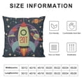 thumbnail image 5 of ONETECH Space Throw Pillow Cover Cartoon Space Icons with Spaceship Alien Stars and Planets Decorative Pillowcase for Sofa and Bed Couch, 5 of 5