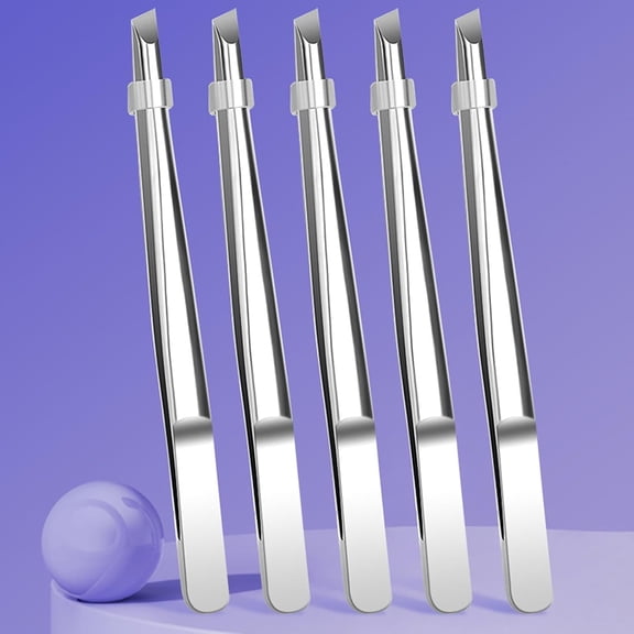 UNLLLL Stainless Steel Slant Tip Tweezers, Precision Hair Removal Tool for Eyebrows and Facial Hair, Fine Polished Tips for Ingrown Hair and Splinters, for Home and Travel