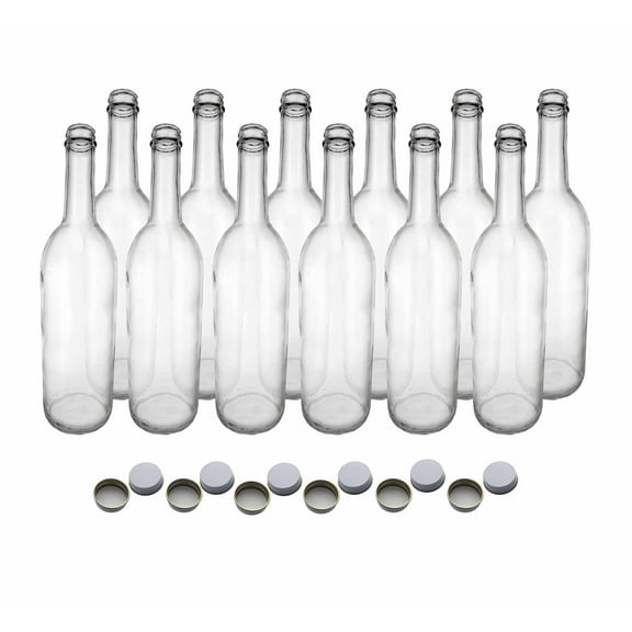 Home Brew Ohio 750ml Clear ScrewTop Wine Bottles and 28mm White Metal Screw Caps