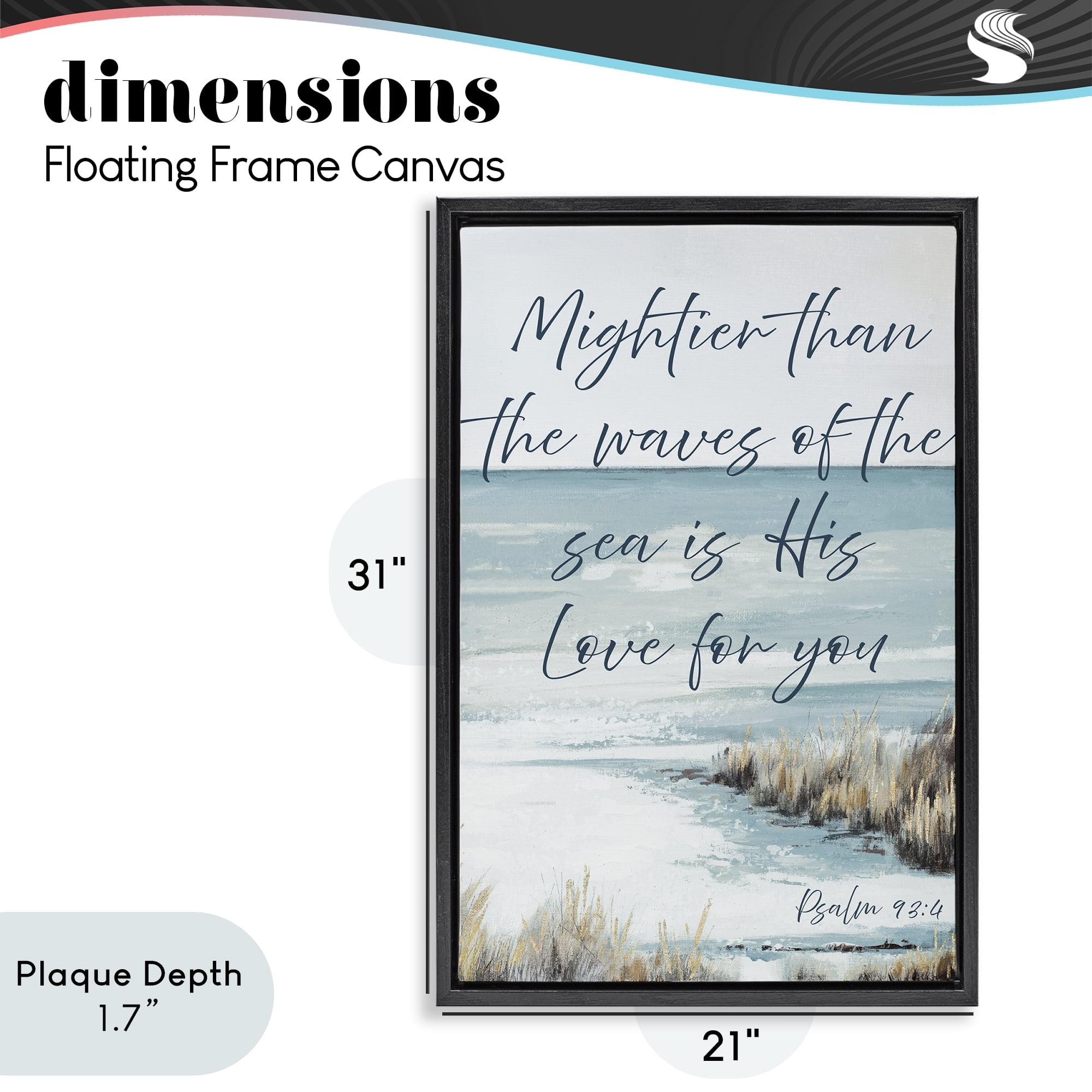 Stupell Industries Mightier Than The Waves Black Framed Floater Canvas Wall Art, design by Patricia Pinto