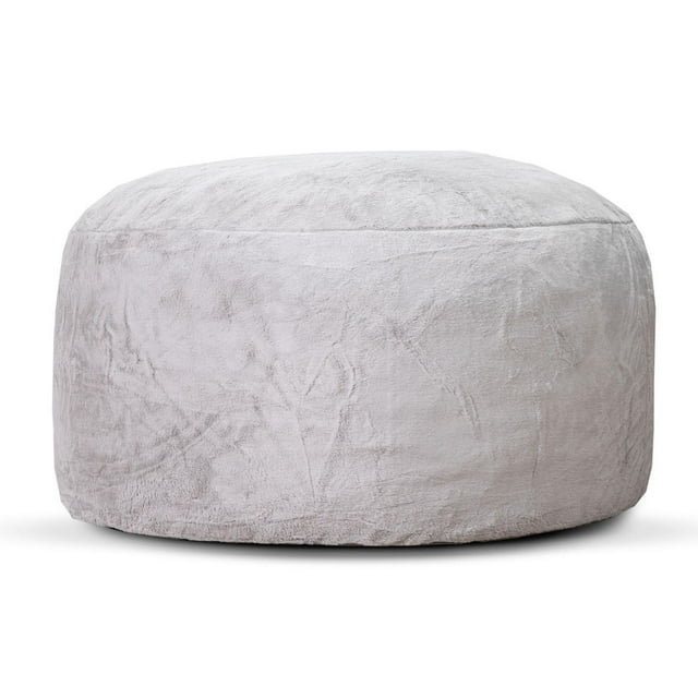 Gouchee Home Simcoe Faux Rabbit Fur Foam Bean Bag Chair – Large 4ft Grey Lounger with Pre-Cut Foam Filling, Soft Washable Cover, and Durable Inner Liner – Cozy Seating for Dorm or Living Room