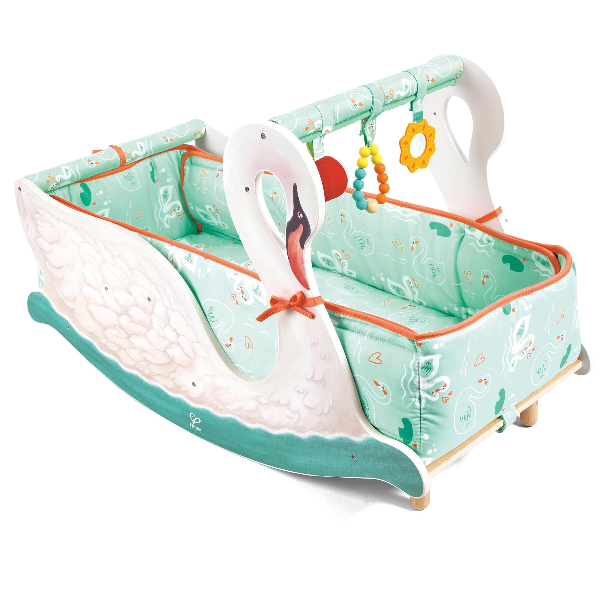 Hape: 2-in-1 Swan Seat - Baby Rocking Bassinet Cradle Converts To Toddler Rocker Chair Seat, Baby Gym, Adaptable Cushions, Babies & Toddlers Ages 6mo+