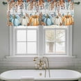 thumbnail image 3 of Harvest Pumpkin Curtain Valance for Windows 2 Pack, Fall Thanksgiving Orange Blue Eucalyptus Leaves Wood Short Curtains Window Treatments for Kitchen Bathroom Living Room Bedroom,42x18 Inch, 3 of 7