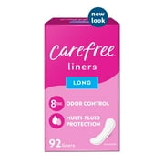 CAREFREE Panty Liners, Long, Flat, Unscented, 8 Hour Odor Control, 92ct