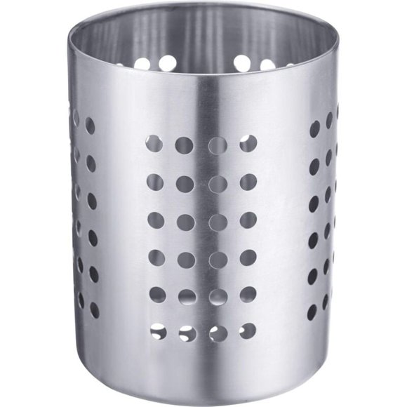 Cutlery Drainer/Utensil Holder, Round, Diameter: 10 cm, Height: 13 cm, Stainless Steel, Silver