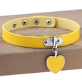thumbnail image 3 of Collar corazón cerradura colgante llave Qarigey Punk gótico PU cuero amarillo, 3 of 6