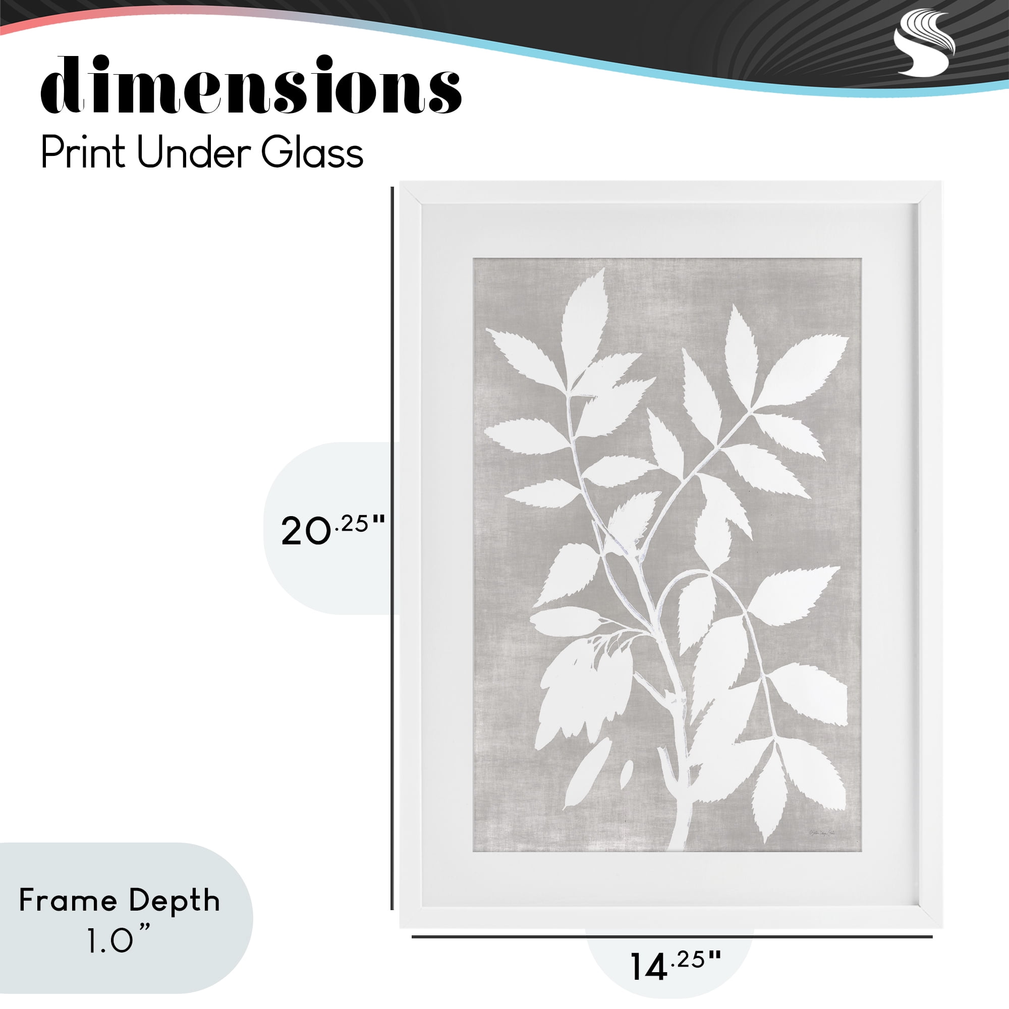 Stupell Industries Minimal Foliage Impression White Framed Print Under Glass, design by Stellar Design Studio