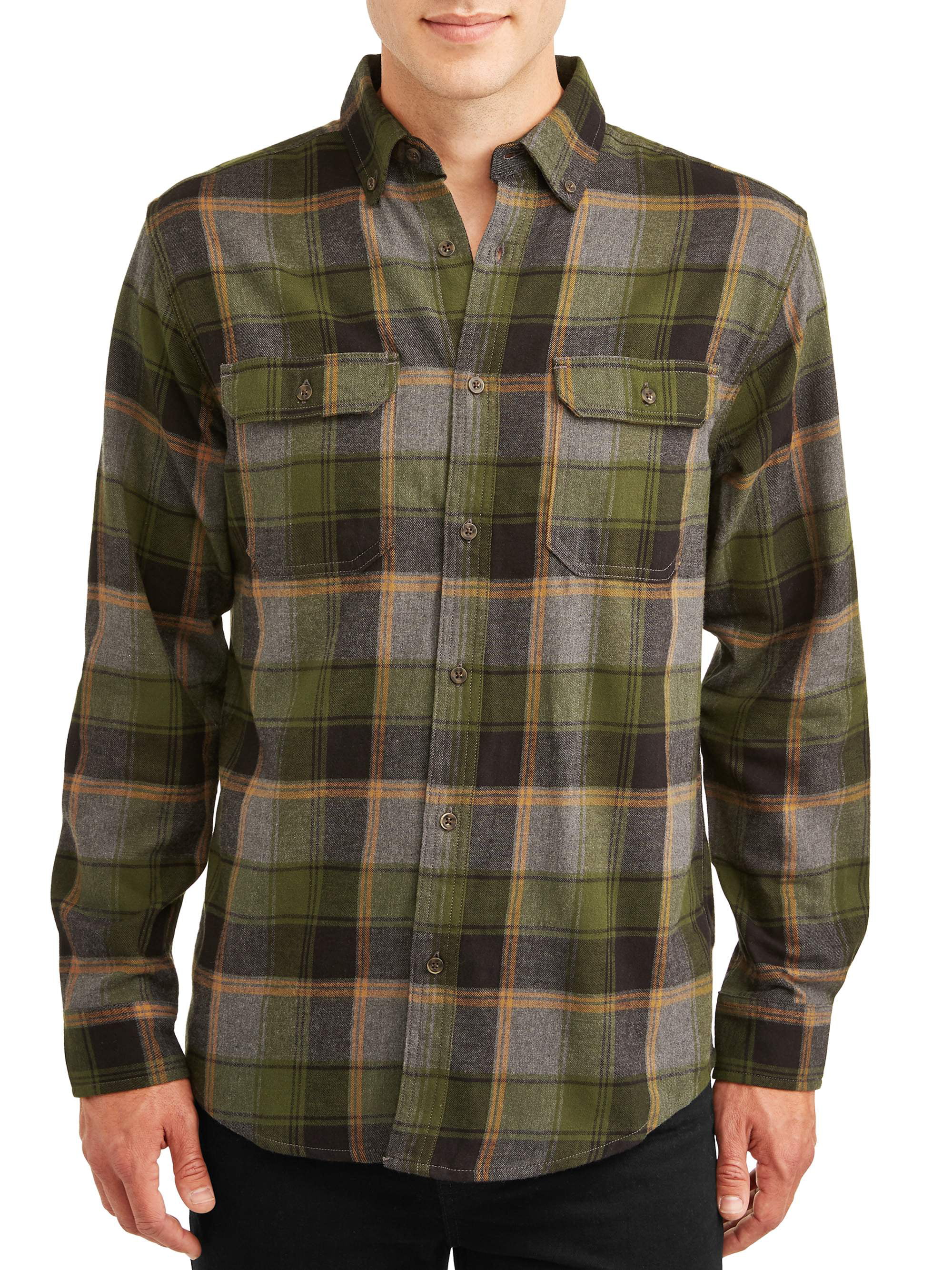 George Men's and Big Men's Long Sleeve Super Soft Flannel Shirt, up to ...