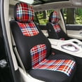 thumbnail image 4 of FH Group Tartan57 Universal Fit Cloth Car Seat Covers, Solid Back Rear Bench for Auto, SUV, Sedan and Van with Steering Wheel Cover - Red Full Set, 4 of 8