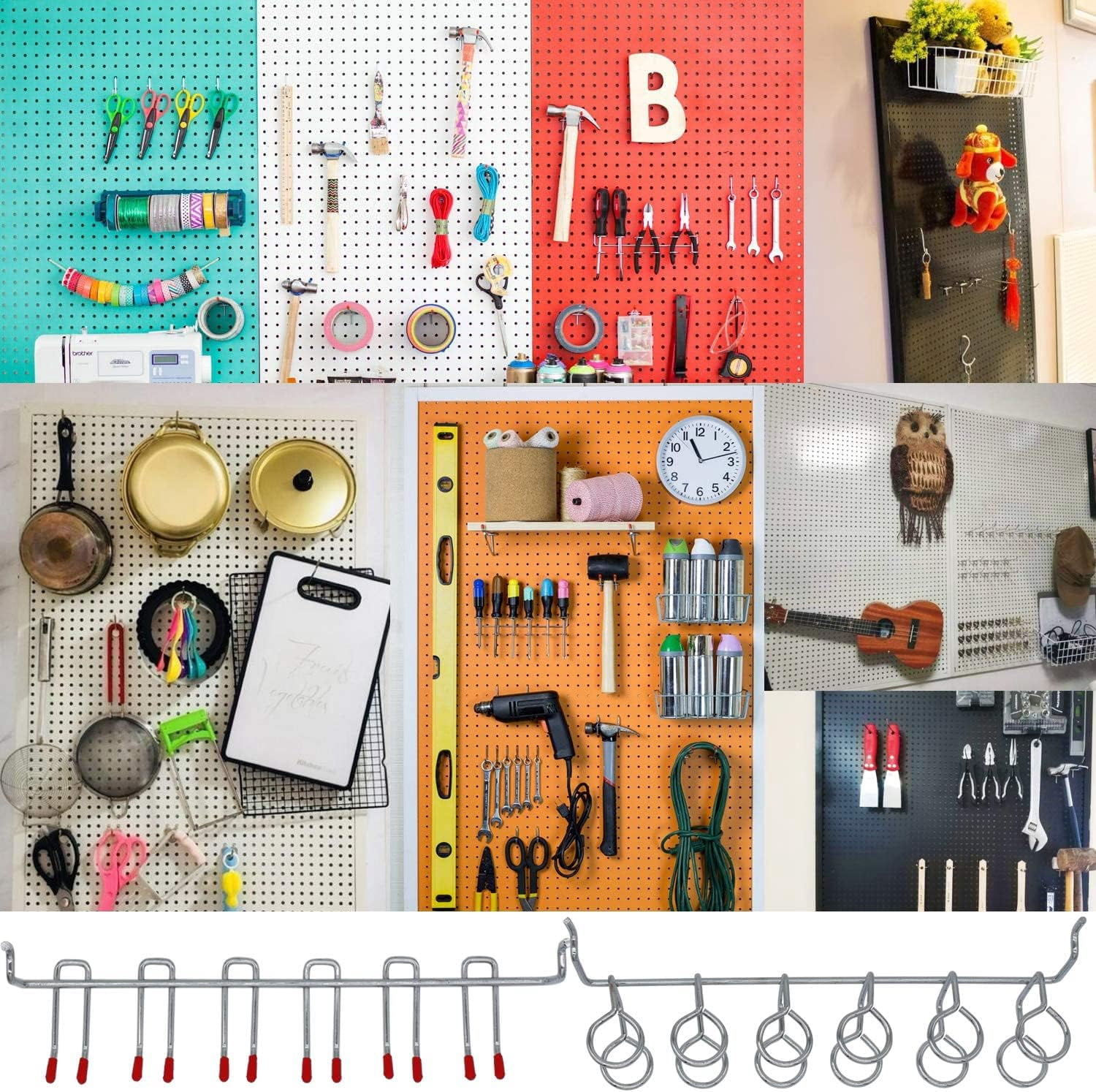 BN-LINK Pegboard Hooks, 114PCS Pegboard Accessories Organizer Kit, Pegboard Organizer Kit with Bins, Cups, Durable Metal Hooks for Tool Organization, Garage, Workshop, and Craft Storage