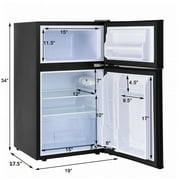 Costway Refrigerator Small Freezer Cooler Fridge Compact 3.2 cu ft. Unit, Black